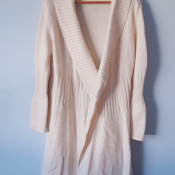 VTG Part Two Maxi Lambswool Open Wrap Cardigan Sweater L - Picture 2 of 11